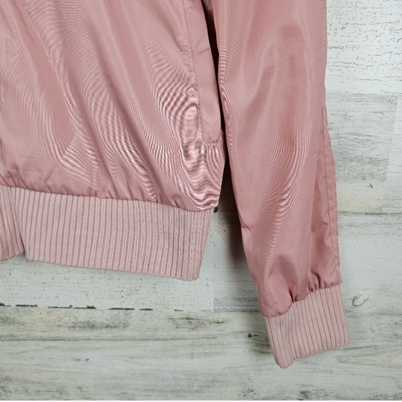 Big John Bomber Jacket Sz Large Pink Zip Front Japanese Ribbed Knit Casual Chic - Picture 12 of 15